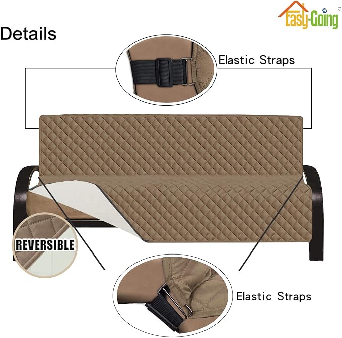 Easy-Going Reversible Couch Cover, Large Futon Sofa, Camel/Ivory | Machine Washable Slipcover For Dogs, Water Resistant Furniture Mat For Living Room, Non-Slip Sofa Cover, Pet Friendly - Image 3