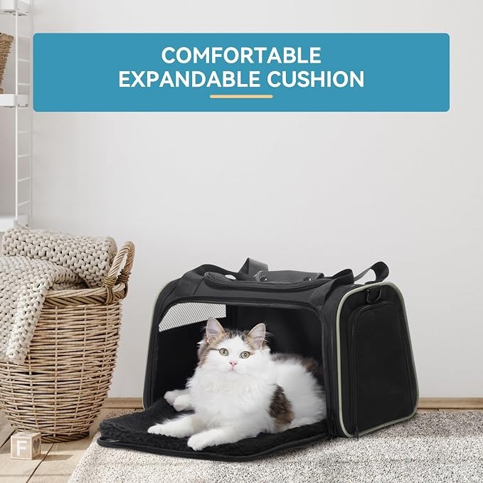 PETSFIT Pet Carrier Airline Approved with Extendable Mat, Dog Carriers for Small Dogs, TSA Approved Pet Carrier, Puppy Carrier for Small and Medium Cats Under 12 Lbs, Black | Airline Approved, Extendable Mat, TSA Approved, For Dogs & Cats Under 12 Lbs - Image 7