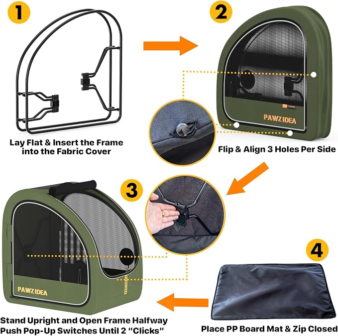 PAWZIDEA Portable Dog Crate for Car Travel, Medium & Large Dogs Up to 80lbs | Soft-Sided Dog Car Kennel for Backseat, Secures Seatbelt & Headrest Strap, Collapsible Enclosed Car Seat Carrier, Chew-Proof - Image 9