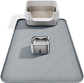 URMONA Cat Litter Mat & Dog Food Mat, 35 x 25 in Waterproof Silicone Tray | Raised Edge Tray for Pet Bowls and Litter Boxes, Helps Contain Water, Food and Litter to Protect Floors, Easy-Care Light Gray by URMONA