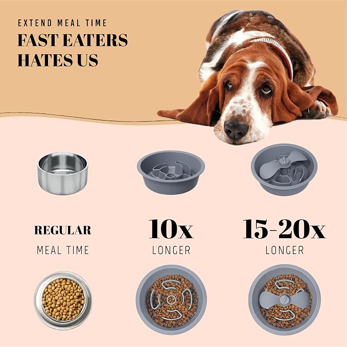 AVERYDAY Slow Feeder Dog Bowls for Medium Breed, 1.5 Cups Deep Food Puzzle Bowl with Spinning Slow Feeder Insert, Non-Slip Bottom, Fits for Raised Stand, Hard Maze Design for Small and Medium Dogs - Image 5