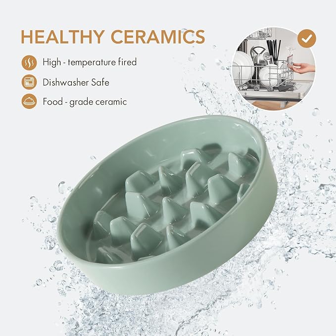 Havniva Dog Bowls Slow Feeder, Ceramic Slow Feeder Dog Bowls for Fast Eater | 3.2 Cups Dog Food Bowl Puzzle Feeder, Slow Feeding Bowls for Large Dogs, Non-Slip Base, Anti-Choking - Image 4