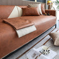 vctops Vintage Leather Look Sofa Cover Water Resistant Non-Slip Sectional Couch Cover Sofa Slipcover for Dogs, Children, Pets Furniture Protector (Coffee,36"x82") by vctops
