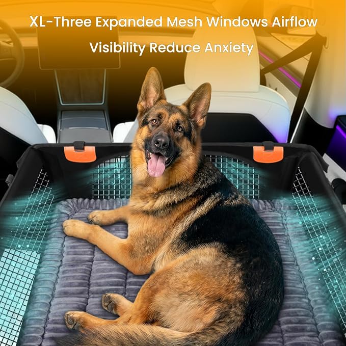 XL Large Dog Car Seat Cover with Dog Bed Mat for Back Seat Half - Single Seat Travel Hammock Extender, Waterproof Hard Bottom for Medium & Large Dogs, Car SUV Truck Vehicle - Image 6