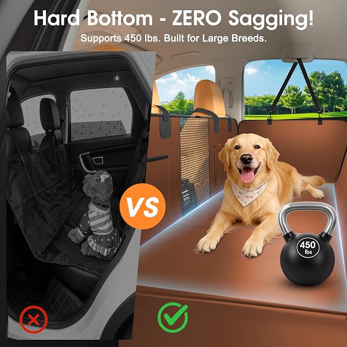 XL Hard Bottom Dog Car Seat Cover, 58"×69", Waterproof PU Leather | Stable Hard Bottom Support for Comfortable Rides with Large Dogs - Image 2