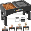 Decflow 2-in-1 Elevated Dog Bowls with 4 Height Adjustable Raised Stand | 304 Stainless Steel Dog Food Bowl, No Spill Water Bowl, DIY Stickers, Anti-Slip Pet Feeder Set for Small, Medium & Large Dogs by Decflow