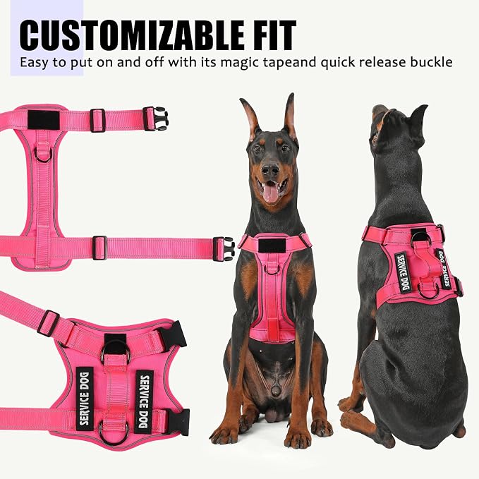 Service Dog Harness, Reflective Dog Vest Harness with 5 PCS Patches, Adjustable Soft Oxford Pet Harness, Inner Layer Mesh, Easy to Control for Small Medium Large Dogs - Image 5