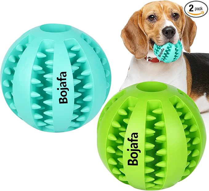 Puppy Chew Toys for Teething: Durable Rubber Dog Toys for Boredom - Treat-Dispensing Balls for Small Breed Indoor Play (2pack) by Bojafa