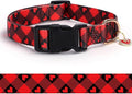 Red Heart with Pendant Cute Dog Collar for Small Medium Large Dogs, S | Ligth Adjustable Nylon Puppy Collar for Boy and Girl Female, Distinctive Patterns, Comfortable for Walks and Outdoor Hikes by BOOMIBOO