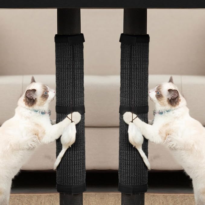 JanYoo 2 Pieces Cat Scratcher Mat for Table Leg, Sisal Cat Scratching Pad Scratch Mat for Cat Scratch Pad Rug 19.69 × 9.84 in (Black) by JanYoo