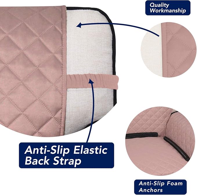 PureFit Reversible Quilted Sofa Cover Dog Couch Covers for Sofa, 66 in | Pink/Beige, Water Resistant Couch Protector, Washable Pet Couch Cover with Non Slip and Elastic Straps For Kids - Image 3