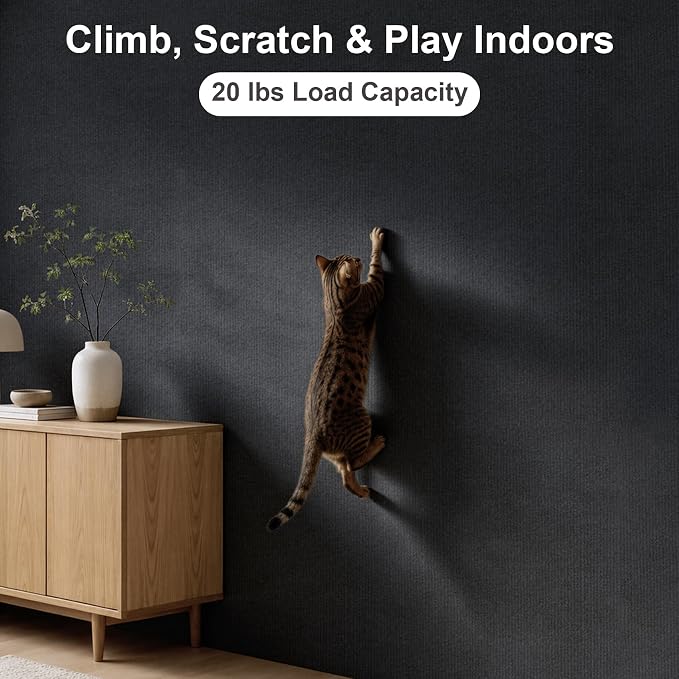 Large Cat Scratcher, 78.7x15.7 Cat Scratch Furniture Protector | Trimmable, No-Shedding Cat Scratch Pad with Self-Adhesive Backing for Climbing, Protects Walls and Couch, Black - Image 6