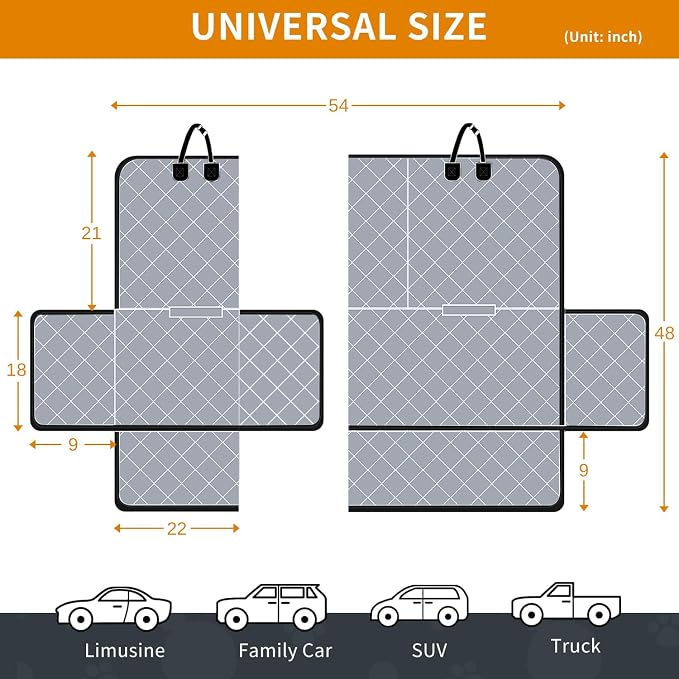 IVY&LANE Dog Car Seat Cover for Back Seat,Conversible 2-in-1 Waterproof Front Seat Cover,Heavy-Duty & Scratchproof Car Seat Protector Cover for SUVs, Trucks and Sedans(Standard,Grey) - Image 6