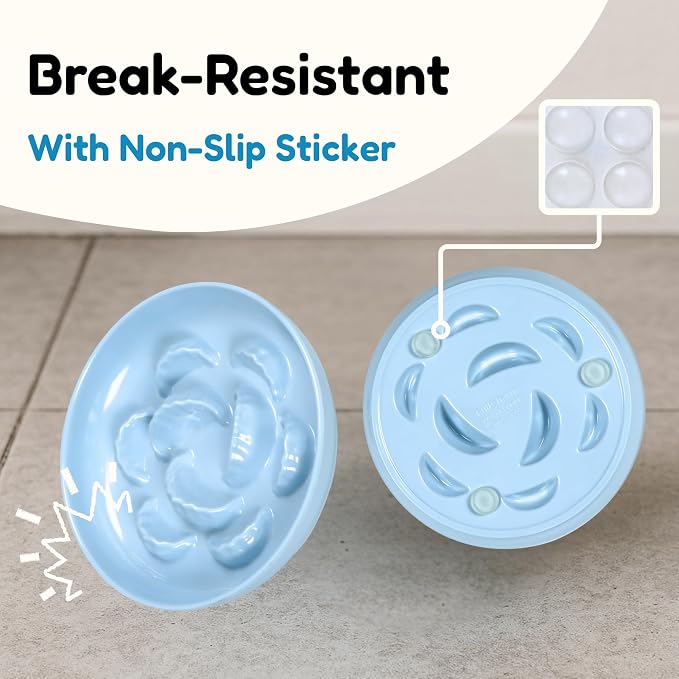 Unbreakable Slow Feeder Bowl for Cats and Small Dogs- Cat Plates for Wet & Dry Food- Melamine Puzzle Cat Bowl for Slow Eating- Whisker Friendly & Dishwasher Safe & Non Slip Design - (Blue,6.3'W*1.5'H) - Image 5