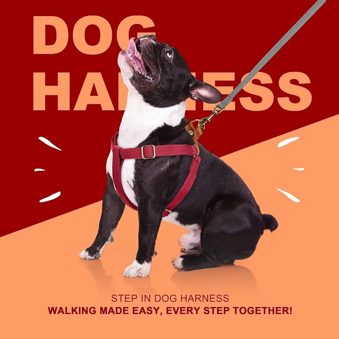 Step in Dog Harnes for Medium Dogs, Red, M, Chest 19-28" | Freedom Nylon Dog Halter Vests with Metal Buckles, Easy On and Off, Adjustable Straps, Escape-Proof, Easy Walking Training - Image 5
