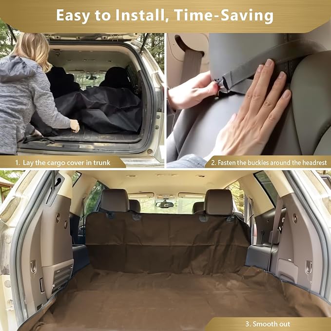 SUV Cargo Liner for Dogs - Water Resistant Trunk Cover for Midsize SUVs | Pet Cargo Cover with Bumper Flap Protector, Non-Slip Car Trunk Mat, Dog Car Seat Cover Prevents Scratches Pet Hair Mud Dirt - Image 7