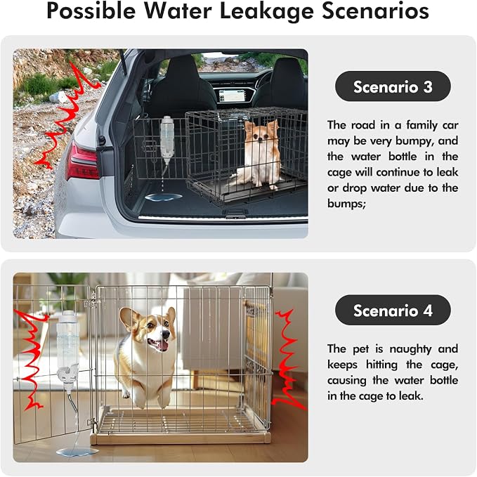Vannon Rabbit Water Bottle for Cage, Top Fill 34oz Bunny Water Bottle No Drip Automatic Water Dispenser for Dog, Rabbit, Guinea Pig & Small Animals Hanging Cage Water Bottle (Pack of 3) - Image 8