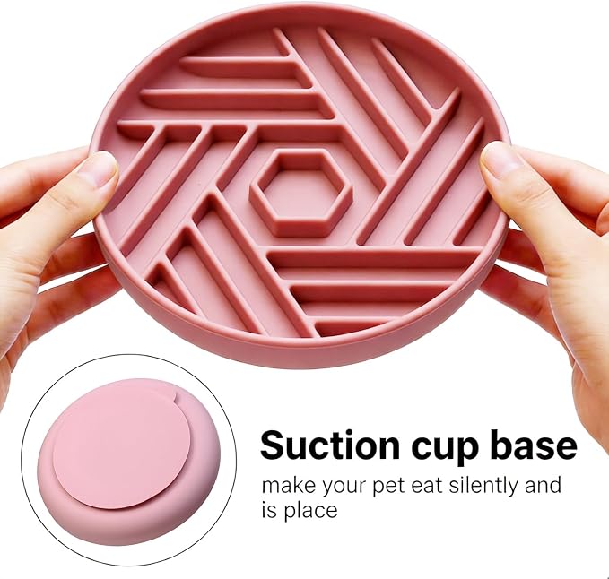 Silicone Slow Feeder Dog Bowl with Suction Base, Anti Choking Pet Bowl | for Small and Medium Dogs & Cats, Maze Design Non-Slip Food Grade Slow Eating Bowl to Prevent Bloating - Image 2