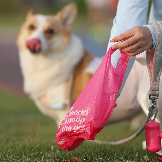 Deo Doo Dog Poop Bags with Handles & Holder, 108 Bags, Rose Scented | Extra Thick Leak Proof, Easy-Tie Design for Small and Medium Dog Walks, Pet Waste Pickup and Cat Litter Cleanup - Image 6