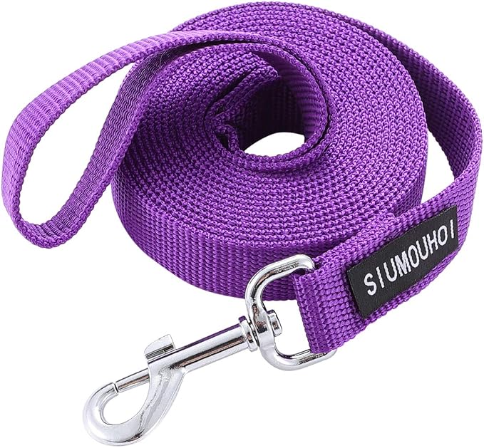 Strong Durable Nylon 10ft Long Dog Training Leash, Traction Rope, 1 Inch Wide, for Small and Medium Dog (Purple, 10 Feet) by Siumouhoi