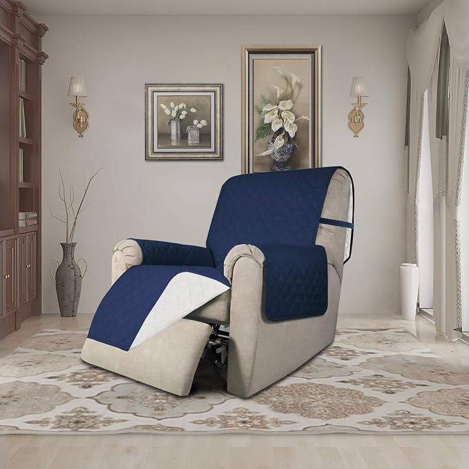 Easy-Going Reversible Couch Cover, Recliner 19 in, Navy/Ivory | Machine Washable Slipcover For Dogs, Water Resistant Furniture Mat For Living Room, Non-Slip Sofa Cover, Pet Friendly - Image 2