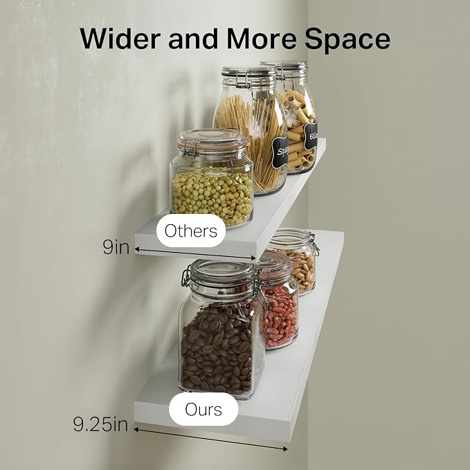 BAYKA White Floating Shelves 35.4in, Set of 3, Wall Mounted for Wall Decor | Easy Install, 22lbs Max Load, Hidden Bracket, Hanging Shelf for Living Room Bathroom Bedroom Kitchen Display Storage Decor - Image 6