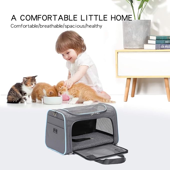A 4 Pet Airline Approved Pet Carrier, Soft-Sided, Washable, for Dogs | Portable travel bag, breathable mesh windows, multiple pockets, removable mat - Image 8