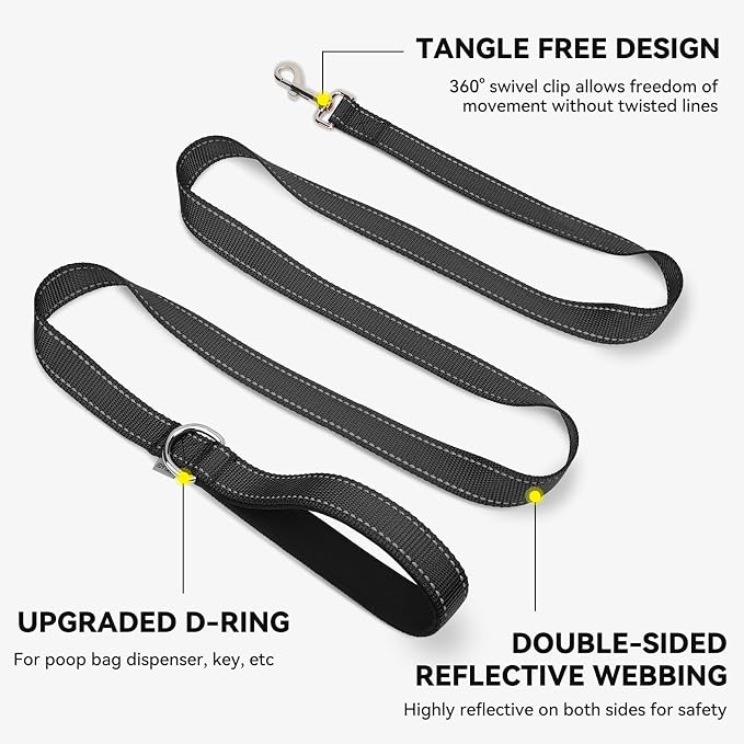 Joytale Reflective Dog Leash for Small Dogs, 5 FT x 3/4", Black | Heavy Duty Nylon Webbing, Padded Handle for Comfort, Visible at Night, for Walking & Training - Image 5