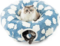 Cat Tunnel Bed with Washable Cushion for Indoor Cat, Donut Cave Tube Toys for Kitten Puppy Rabbit, Blue by Unknown