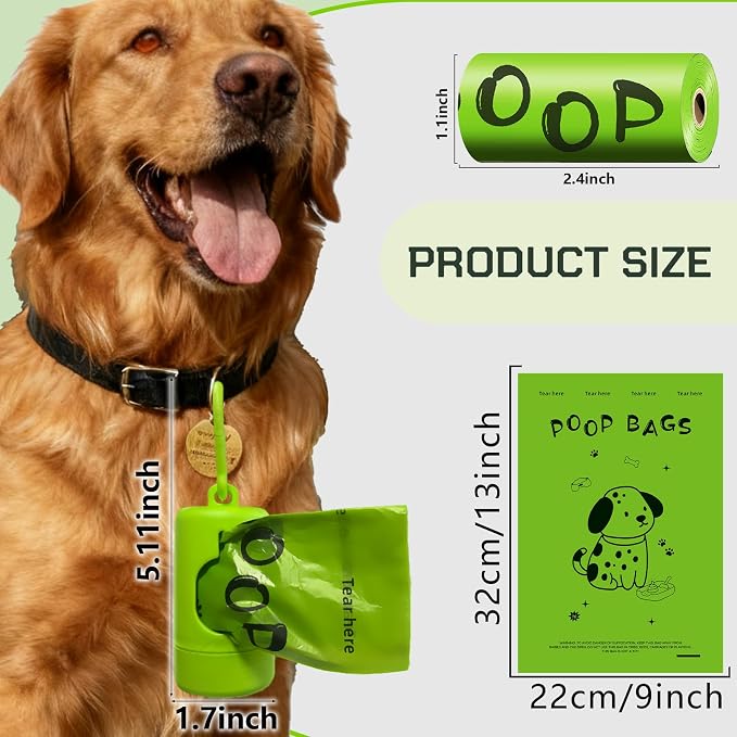 Dog Poop Bags rolls with Dispenser,360 pack Plant-Based Material | Dog Waste Bags Extra Thick Leak-Proof , Lavender-Scented Dog Poop Bags, 13x9 Inch for Bags for Dogs Walking and Cat Litter - Image 2