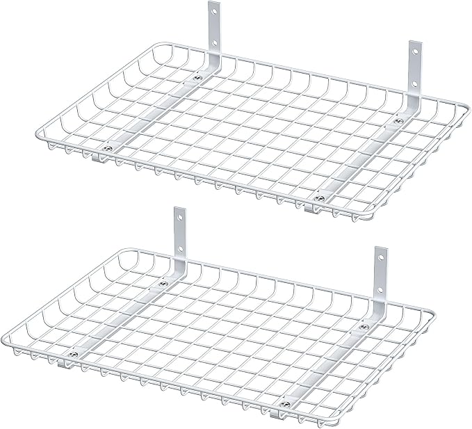 Wall Mounted Storage Shelf, Garage Wall Shelves 24x12 Inch | Metal Shelf Rack, Heavy-Duty Wall Organizer for Closet, Kitchen, Laundry Room 2 Pack, White by UltrawallGarageToolsOrganizer