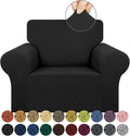 KEKUOU Stretch Chair Sofa Slipcover, Single Couch Cover,Black | 1-Piece Washable Sofa Cover,Pet Friendly (31"-55") Furniture Protector Soft Jacquard Elastic Bottom for Dogs & Kids by KEKUOU