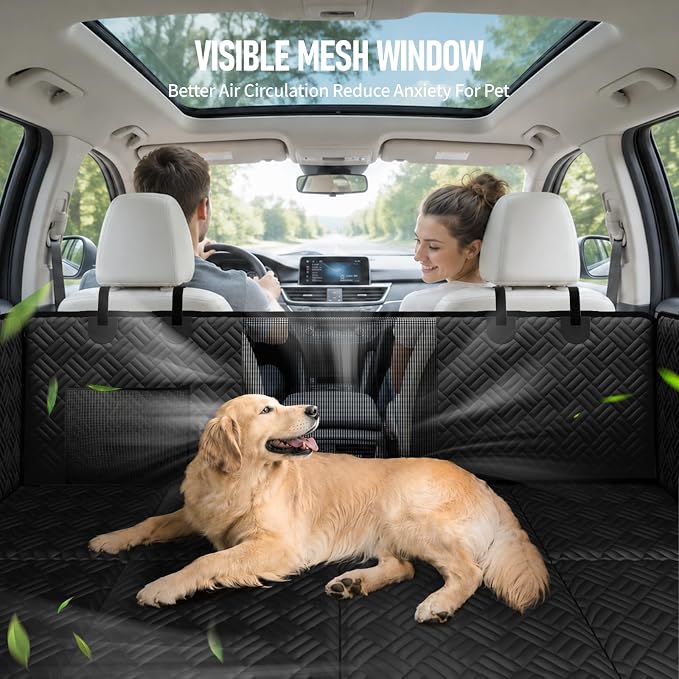 Dog Car Seat Cover for Back Seat, Hard Bottom Back Seat Extender for Dog | Supports 400lbs, Waterproof, Heavy Duty, Scratch Resistant, Dog Hammock for Car SUV and Small Truck, Black, 51 Inch - Image 7