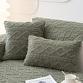 vctops Pack of 2 Geometric Jacquard Plush Throw Pillow Covers for Couch Bed Sofa Farmhouse Neutral Solid Color Soft Cushion Covers (Army Green,18"x18") by vctops