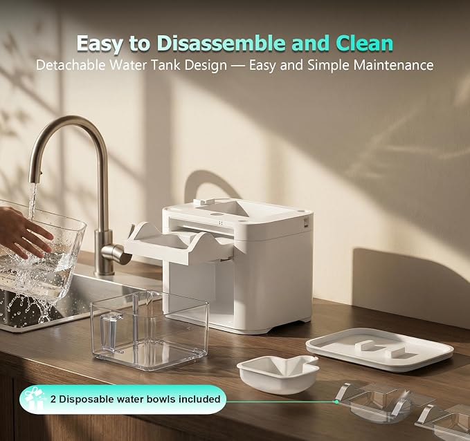 Cat Water Fountain, Wastewater Separation & No Filter Cotton, Pet Water Dispenser with 4000mAh 4L Large Capacity Tank, Wireless Automatic Water Fountains for Cats Indoor Cat Watering Supplies - Image 8