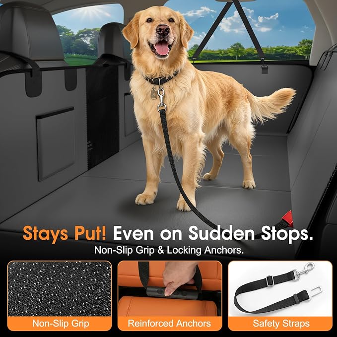 XL Hard Bottom Dog Car Seat Cover, 58"×69", Waterproof PU Leather | Stable Hard Bottom Support for Comfortable Rides with Large Dogs - Image 6