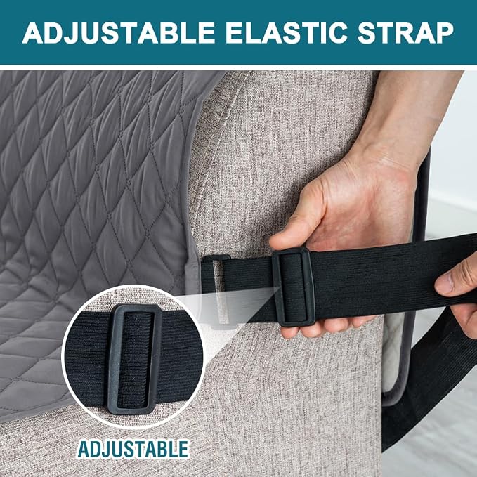 Turquoize 100% Waterproof Futon Cover Futon Slipcover Washable Armless Sofa Bed Slipcover Protector Seat Width Up to 70" with Adjustable Elastic Strap Anti-Slip for Dogs, Gray - Image 5