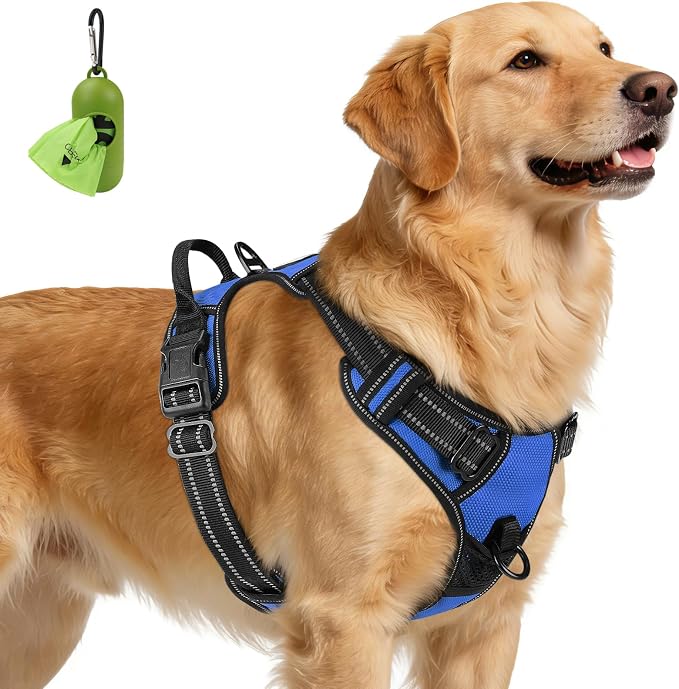 Joytale No Pull Dog Harness for Extra Large Dogs, Front Clip, Navy Blue | Grab Handle for Instant Control, Padded & Adjustable Vest, Sturdy Metal D-Rings, for Safe Training & Daily Walking by Joytale