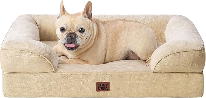 EHEYCIGA Orthopedic Small Dog Bed, Waterproof Memory Foam Washable Pet Beds | Non-Slip Bottom and Egg-Crate Foam Medium Dog Couch Bed with Washable Removable Cover, Graige by EHEYCIGA