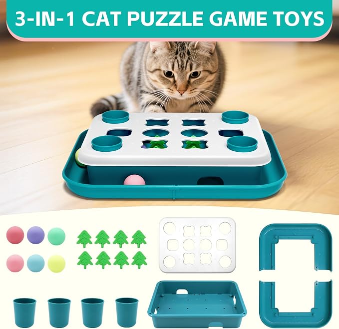 Cat Puzzle Toys for Indoor Cats Mind Game Ball Track Kitten Food Puzzles Toy Sensory Activity Cat Enrichment Toys Treat Feeder Entertainment Mental Stimulation Kitty Gift - Image 2