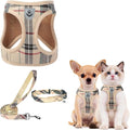 PUPTECK Dog Harness, Collar and Leash Set No Pull for Small Medium Sized | Plaid Puppy Step-in Escape Proof Reflective No Choke Pet Cat Adjustable Walking Vest by PUPTECK