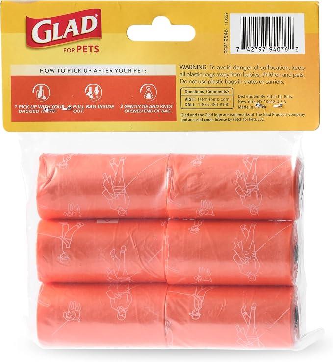 Glad for Pets Scented Dog Poop Bags, Tropical Breeze Scent, 90 Count | Leak-resistant, heavy duty, tear-resistant bags with fun print design, fits standard dispensers, 6 rolls - Image 2