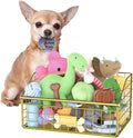 Kaiferty Indestructible Dog Toy basket, Small Toy Box for Dogs, Pet Toy Bin Dog Metal Basket for Toys, Toy Storage Organizer, Cat Toy Box for Living Room Area(Gold) by Kaiferty