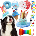 lilfrd 9Pcs Blue Dog Birthday Toy Set, Squeaky Hat Bandana Gift for Dogs | Birthday Gift Pack, Soft Plush, Small Medium Puppy Friendly by Lilfrd