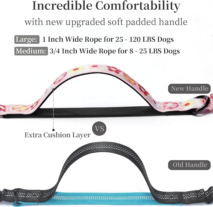 Hands Free Dog Leash with Zipper Pouch, Colorful Flower, Large | Waist Leash, Dual Padded Handles, Shock-Absorbing Bungee, Adjustable Waist Belt, Walking and Running - Image 3