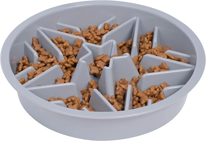 Leash BOSS Raised PET FEEDERS Slow Feed Dog Bowl, 4-Cup, Gray by LeashBoss