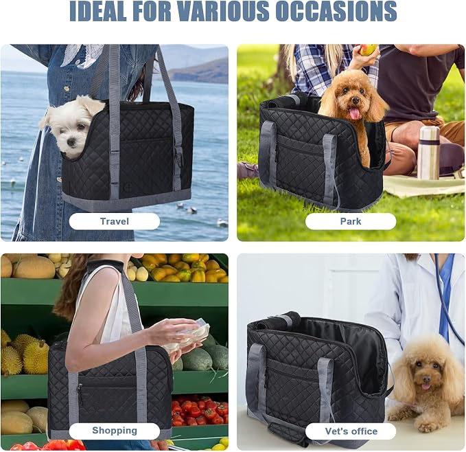 Dog Purse Carrier for Small Dogs, Soft Sided Pet Carrier with Pockets, Foldable Dog Carrier Purse for Puppy, Rabbit, Cat, Washable Breathable Pet Carrier, Dog Carrier Bag for Outdoor Shopping Travel - Image 8