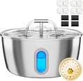Stainless Steel Cat Water Fountain - 3.2L/108oz Cat Fountain for Drinking | Quiet Pet Water Fountain for Cats Indoor - Automatic Pet Water Bowl Dispenser - for Kitty & Small Dog (4 Filters) by DIANU