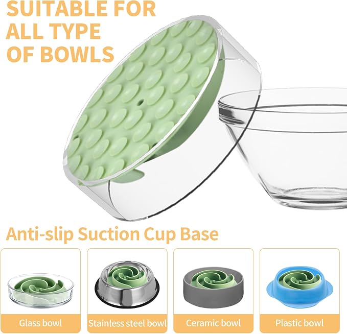 Slow Feeder Dog Bowls Insert, Bestalk Soft Silicone Slow Eating Feeder Insert with Suction Cups for Small, Medium and Large Dogs, Fit into Basic and Elevated Dog Bowls, Green - Image 5