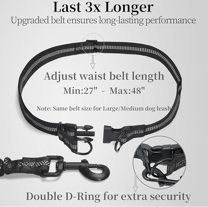 Hands Free Dog Leash with Zipper Pouch, Colorful Flower, Large | Waist Leash, Dual Padded Handles, Shock-Absorbing Bungee, Adjustable Waist Belt, Walking and Running - Image 4
